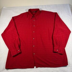Monzini Collection Button Down Mens 3X Red Excellent Textured Tonal Grid‎ USA